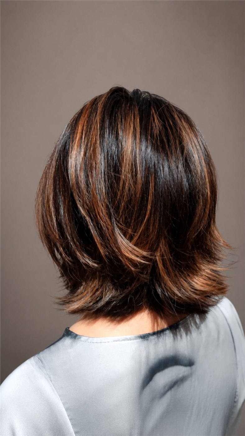 Carré brun méché cuivré réalisé au Salon by Jean-Marc